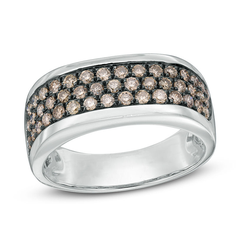 Main Image 1 of 1 CT. T.W. Champagne Diamond Multi-Row Anniversary Band in 10K White Gold