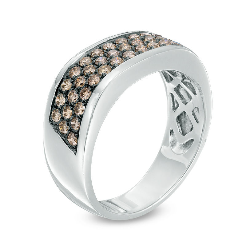 Main Image 2 of 1 CT. T.W. Champagne Diamond Multi-Row Anniversary Band in 10K White Gold