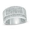 Thumbnail Image 0 of Men's 1 CT. T.W. Rectangle Multi-Diamond Scalloped Anniversary Ring in 10K White Gold
