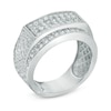 Thumbnail Image 1 of Men's 1 CT. T.W. Rectangle Multi-Diamond Scalloped Anniversary Ring in 10K White Gold