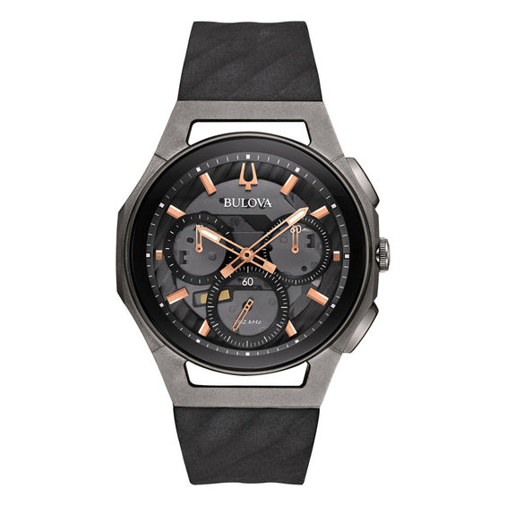 Men's Bulova Curv Chronograph Grey Titanium Strap Watch with Dark Grey Dial (Model: 98A162)