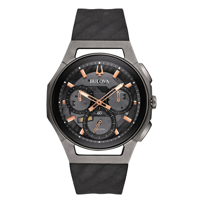 Main Image 1 of Men's Bulova Curv Chronograph Grey Titanium Strap Watch with Dark Grey Dial (Model: 98A162)