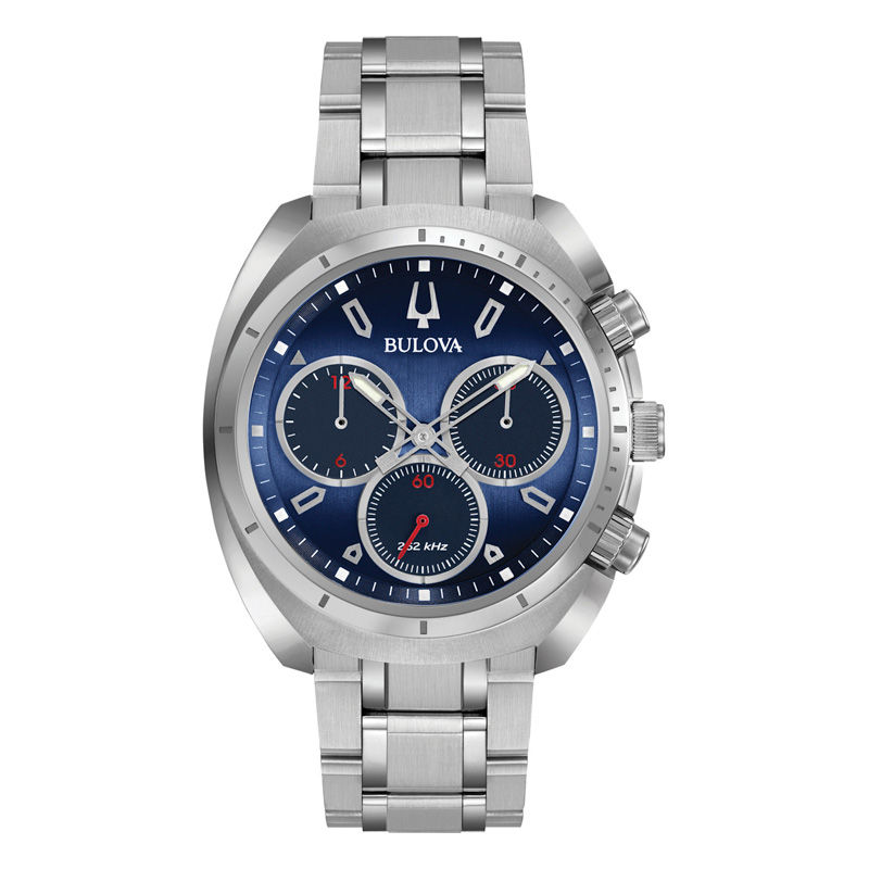 Main Image 1 of Men's Bulova Curv Chronograph Watch with Blue Dial (Model: 96A185)