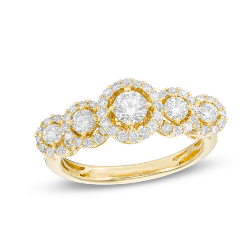 Main Image 1 of 1 CT. T.W. Diamond Frame Five Stone Anniversary Band in 14K Gold