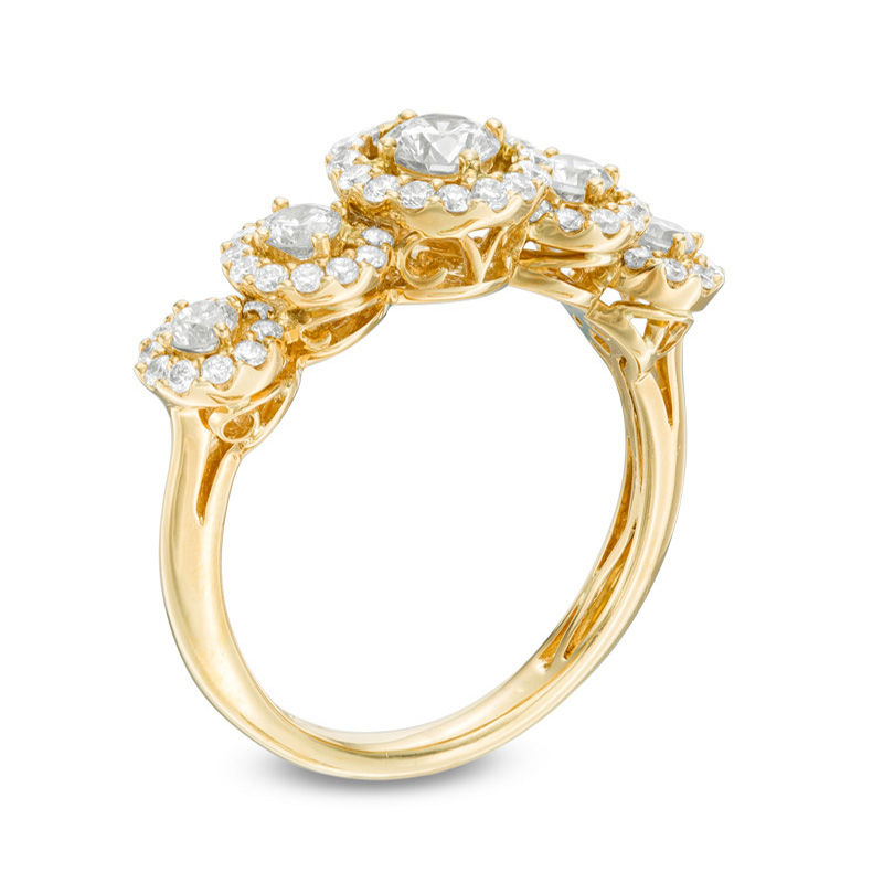 Main Image 2 of 1 CT. T.W. Diamond Frame Five Stone Anniversary Band in 14K Gold
