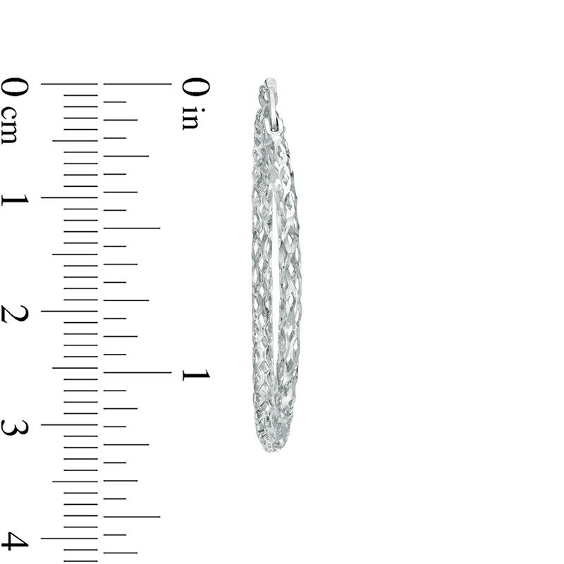 Main Image 2 of Diamond-Cut Hoop Earrings in 14K White Gold