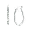 Thumbnail Image 1 of Diamond Fascination™ Pear-Shaped Hoop Earrings in Sterling Silver with Platinum Plate