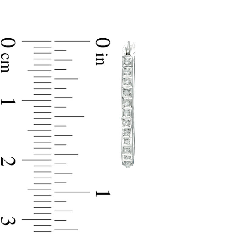Main Image 2 of Diamond Fascination™ Pear-Shaped Hoop Earrings in Sterling Silver with Platinum Plate