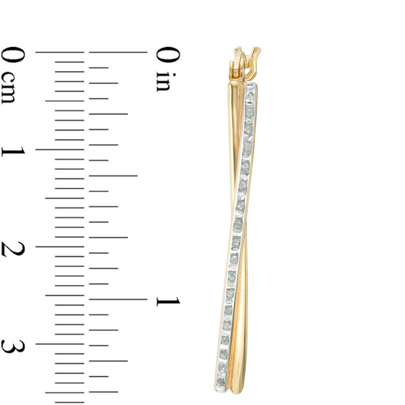Diamond Fascination™ Geometric Hoop Earrings in Sterling Silver with 18K Gold Plate