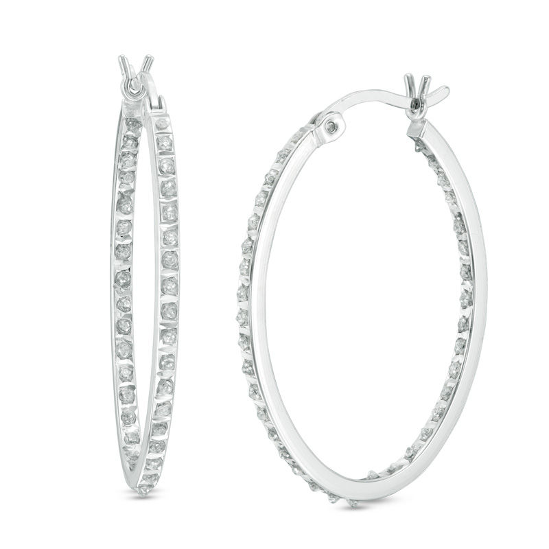 Diamond Fascination™ Inside-Out Hoop Earrings in Sterling Silver with Platinum Plate