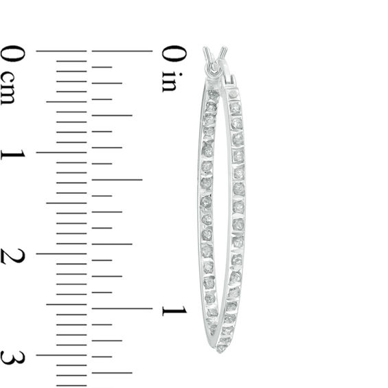Diamond Fascinationâ¢ Inside-Out Hoop Earrings in Sterling Silver with Platinum Plate