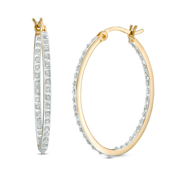 Diamond Fascinationâ¢ Inside-Out Hoop Earrings in Sterling Silver with 18K Gold Plate