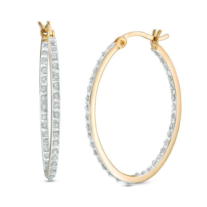 Main Image 1 of Diamond Fascination™ Inside-Out Hoop Earrings in Sterling Silver with 18K Gold Plate
