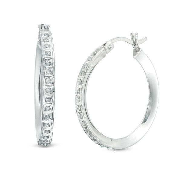 Diamond Fascination™ Hoop Earrings in Sterling Silver with Platinum ...