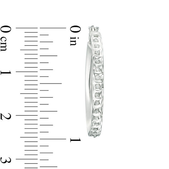 Diamond Fascinationâ¢ Hoop Earrings in Sterling Silver with Platinum Plate