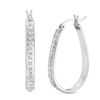 Thumbnail Image 0 of Diamond Fascination™ Pear-Shaped Hoop Earrings in Sterling Silver with Platinum Plate