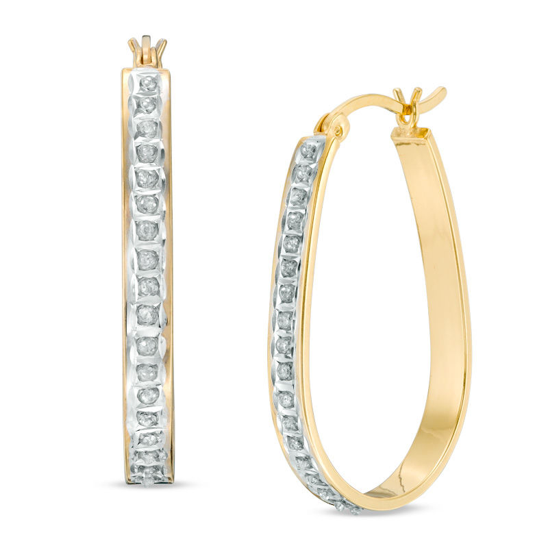 Main Image 1 of Diamond Fascination™ U-Hoop Earrings in Sterling Silver with 18K Gold Plate