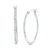 Thumbnail Image 0 of Diamond Fascination™ Oval Hoop Earrings in Sterling Silver with Platinum Plate