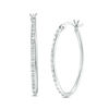 Thumbnail Image 1 of Diamond Fascination™ Oval Hoop Earrings in Sterling Silver with Platinum Plate