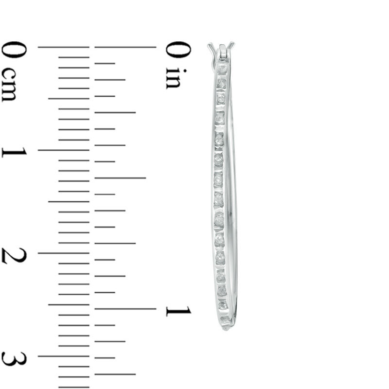 Main Image 2 of Diamond Fascination™ Oval Hoop Earrings in Sterling Silver with Platinum Plate
