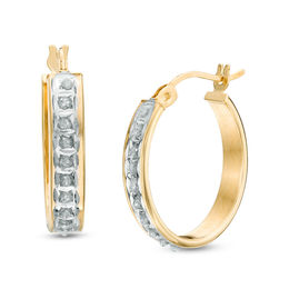 Diamond Fascination™ Small Hoop Earrings in Sterling Silver with 18K Gold Plate