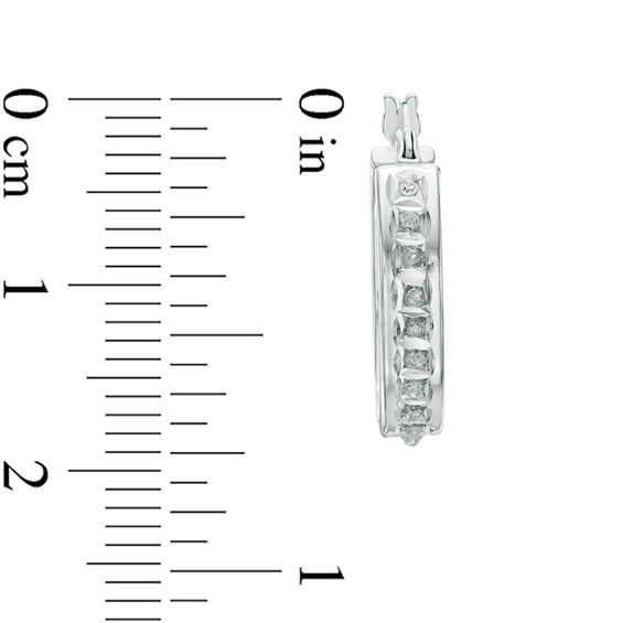 Diamond Fascination™ Small Hoop Earrings in Sterling Silver with Platinum Plate