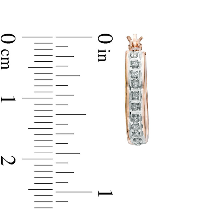 Main Image 2 of Diamond Fascination™ Small Hoop Earrings in Sterling Silver with 18K Rose Gold Plate