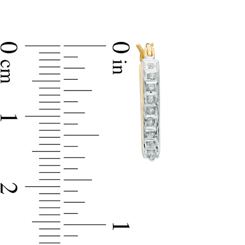 Main Image 2 of Diamond Fascination™ Small Hoop Earrings in Sterling Silver with 18K Gold Plate