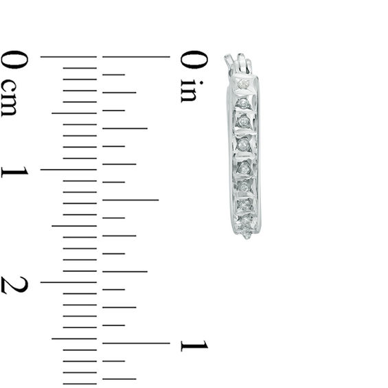 Diamond Fascinationâ¢ Small Hoop Earrings in Sterling Silver with Platinum Plate