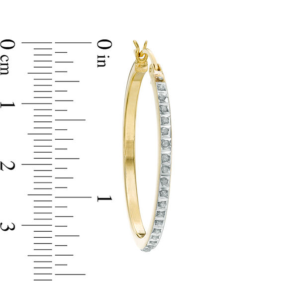 Diamond Fascinationâ¢ Thin Hoop Earrings in Sterling Silver with 18K Gold Plate