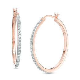 Diamond Fascination™ Hoop Earrings in Sterling Silver with 18K Rose Gold Plate