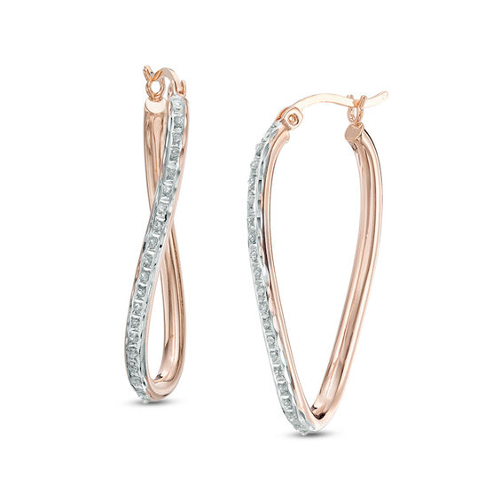 Diamond Fascination™ Wave Hoop Earrings in Sterling Silver with 18K ...