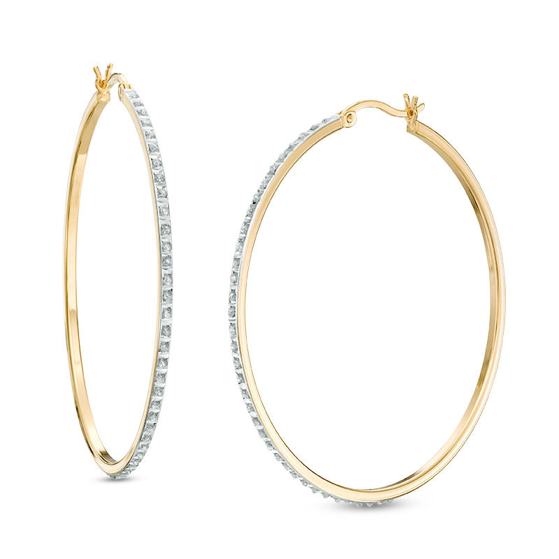 Diamond Fascination™ Large Hoop Earrings in Sterling Silver with 18K Gold  Plate | Zales