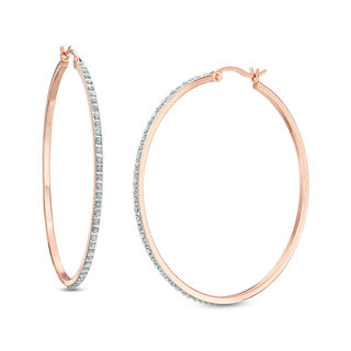 Diamond Fascination™ Large Hoop Earrings in Sterling Silver with 18K Rose Gold Plate