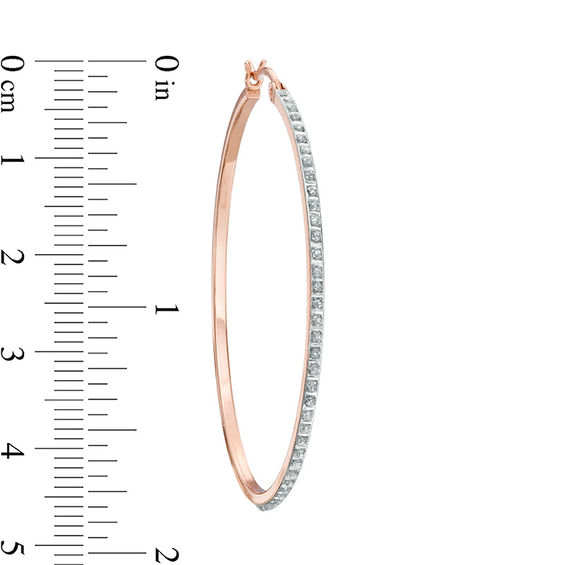 Diamond Fascination™ Large Hoop Earrings in Sterling Silver with 18K Rose Gold Plate