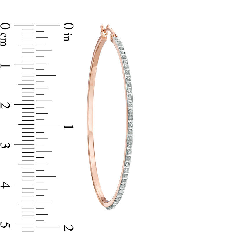 Main Image 2 of Diamond Fascination™ Large Hoop Earrings in Sterling Silver with 18K Rose Gold Plate
