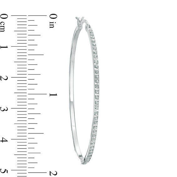 Diamond Fascinationâ¢ Large Hoop Earrings in Sterling Silver with Platinum Plate