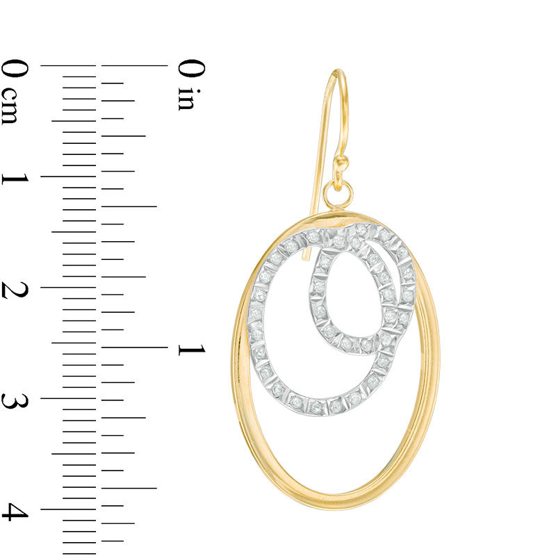 Diamond Fascination™ Triple Oval Dangle Drop Earrings in Sterling Silver with 18K Gold Plate