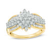 Thumbnail Image 0 of 1 CT. T.W. Baguette and Round Multi-Diamond Marquise-Shaped Engagement Ring in 10K Gold