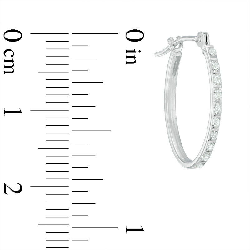 Diamond Fascination™ Small Oval Hoop Earrings in 14K White Gold