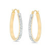 Thumbnail Image 1 of Diamond Fascination™ Small Pear-Shaped Hoop Earrings in 14K Gold