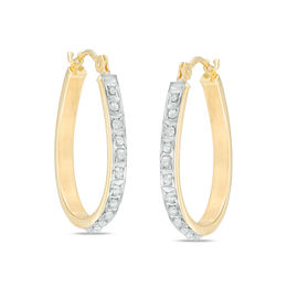 Diamond Fascination™ Small Pear-Shaped Hoop Earrings in 14K Gold
