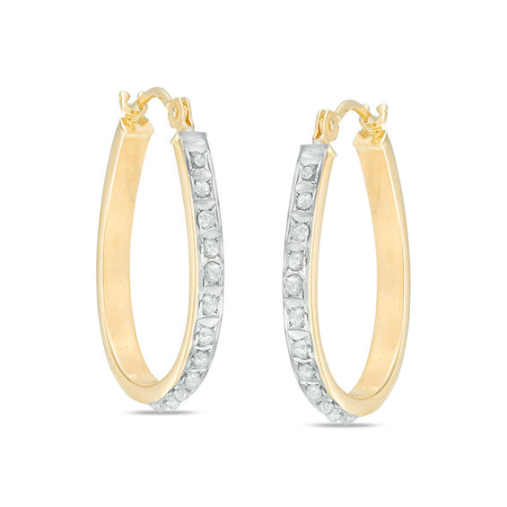 Diamond Fascination™ Small Pear-Shaped Hoop Earrings in 14K Gold