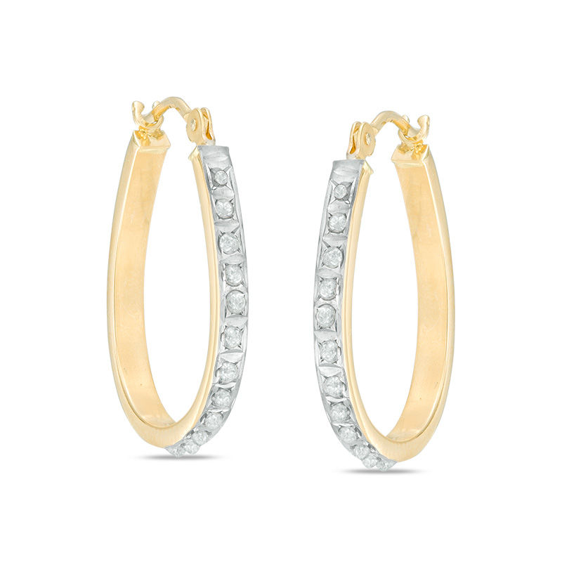 Main Image 1 of Diamond Fascination™ Small Pear-Shaped Hoop Earrings in 14K Gold