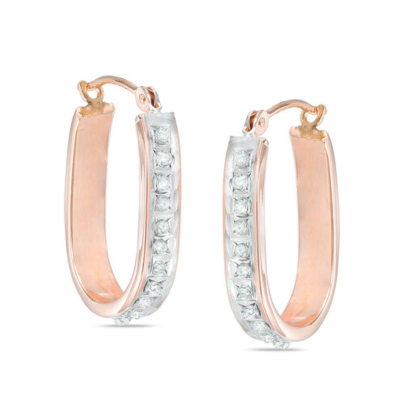 Diamond Fascination™ U-Hoop Earrings in 14K Rose Gold | Zales