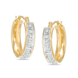 Diamond Fascination™ Small Hoop Earrings in 14K Gold