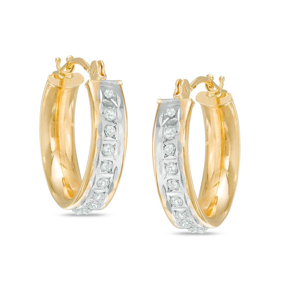 Diamond Fascination Small Hoop Earrings In 14k Gold Diamond Fascination Small Hoop Earrings In 14k Gold
