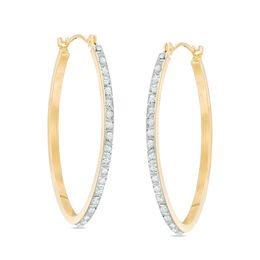 Diamond Fascination™ Elongated Oval Hoop Earrings in 14K Gold