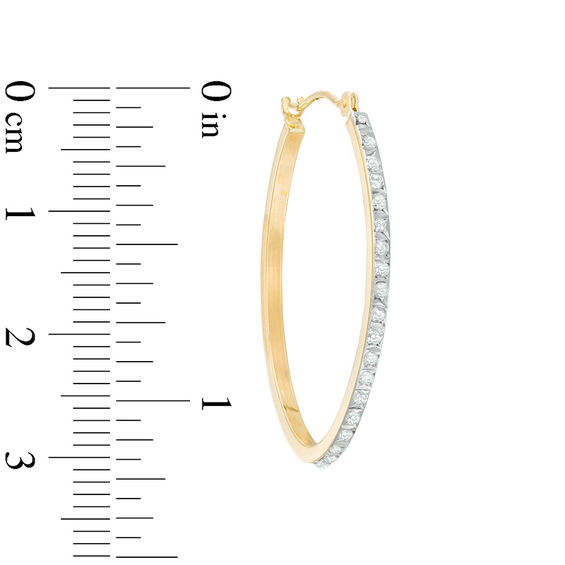Diamond Fascination™ Elongated Oval Hoop Earrings in 14K Gold