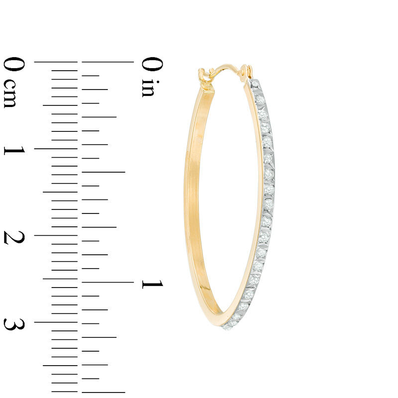 Main Image 2 of Diamond Fascination™ Elongated Oval Hoop Earrings in 14K Gold
